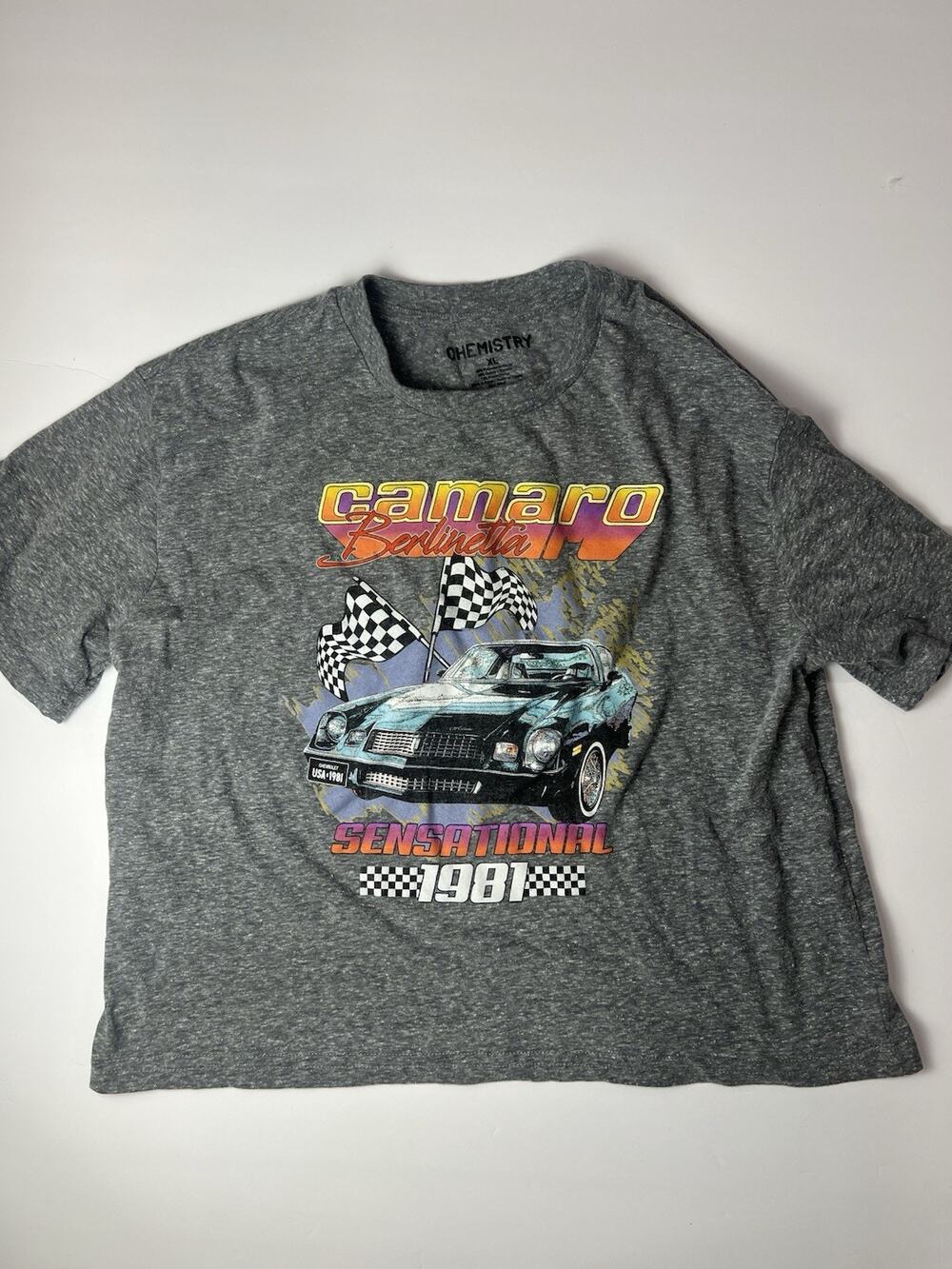Vintage-style Chemistry Size Xl Camaro Grey Sensational Possible Crop Top 20”